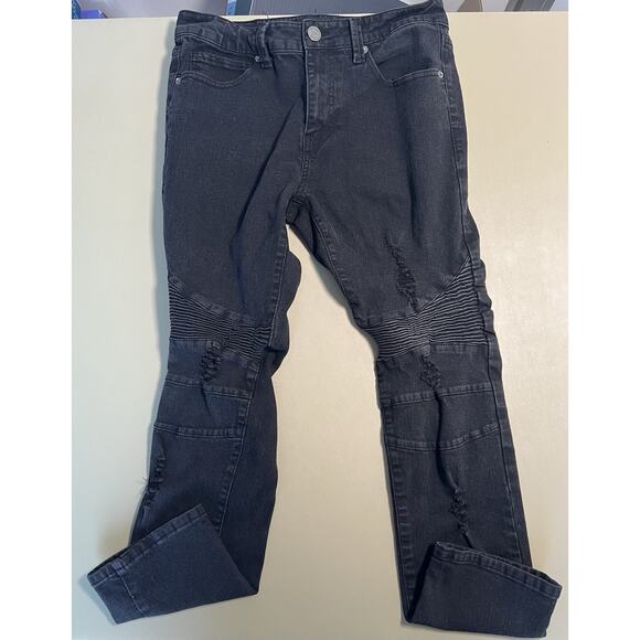Smoke & Ash Premium Denim Jeans Men’s 30x30 Black Moto Distressed Pant - Picture 1 of 9
